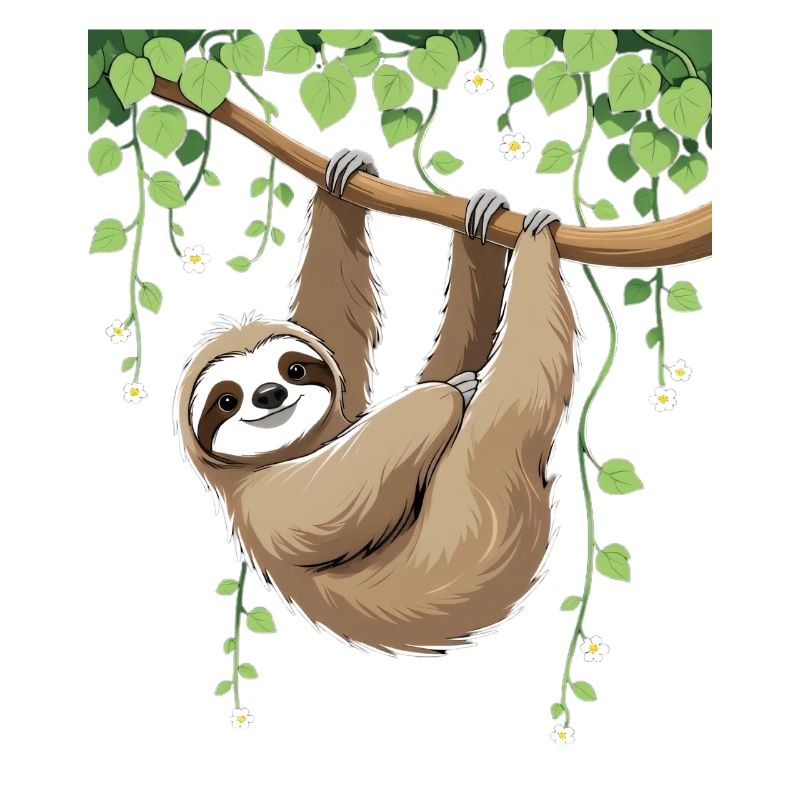 Cute sloth on the tree