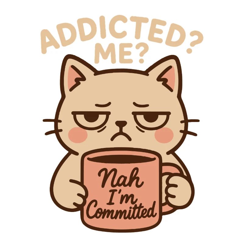 Addicted Me no I’m Committed Café Drôle de chat