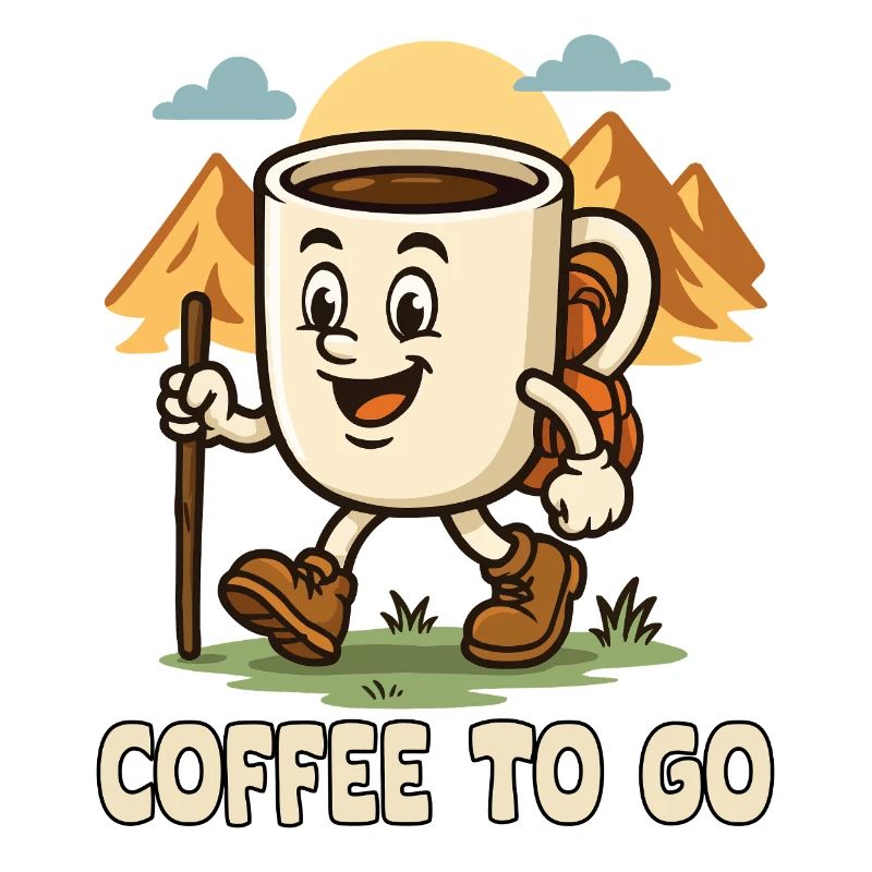 Abenteuerlicher Kaffeetraum Wanderdesign