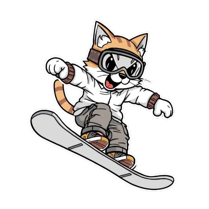 Cool Snowboard Cat Design