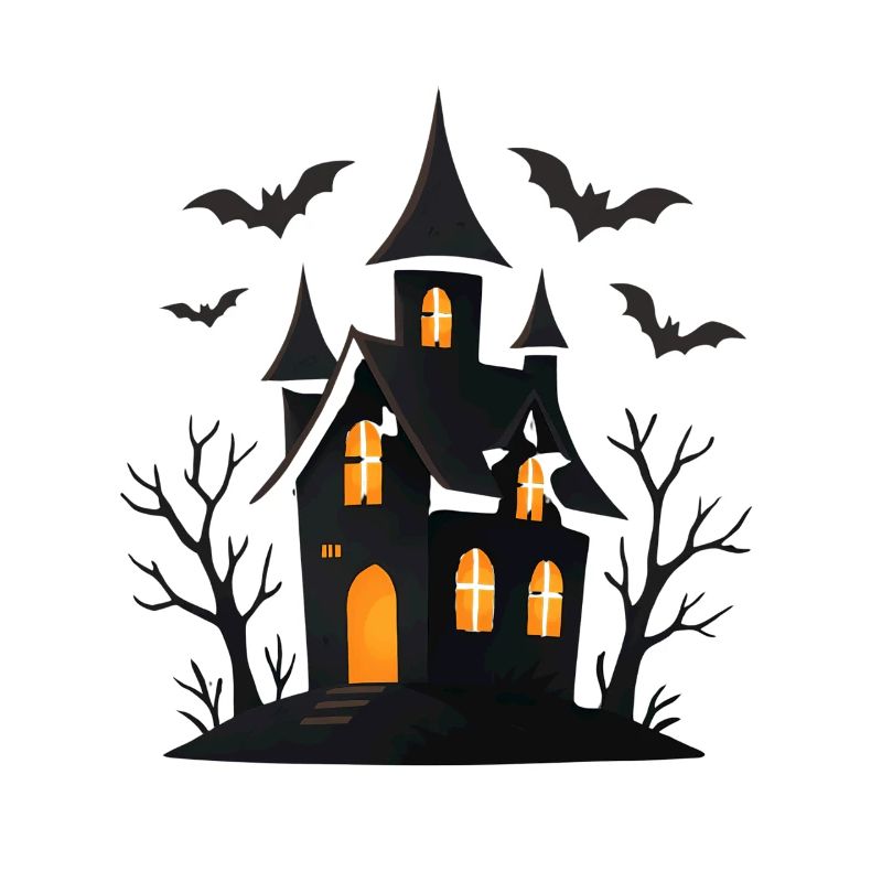 Haunted castle with shimmering windows