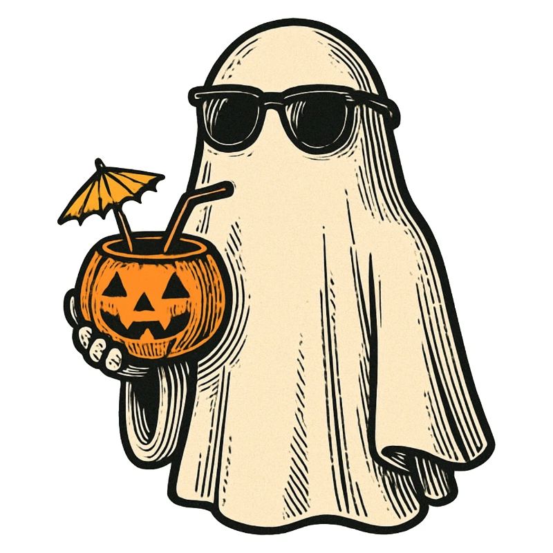 Cooles Halloweengespenst mit Cocktail