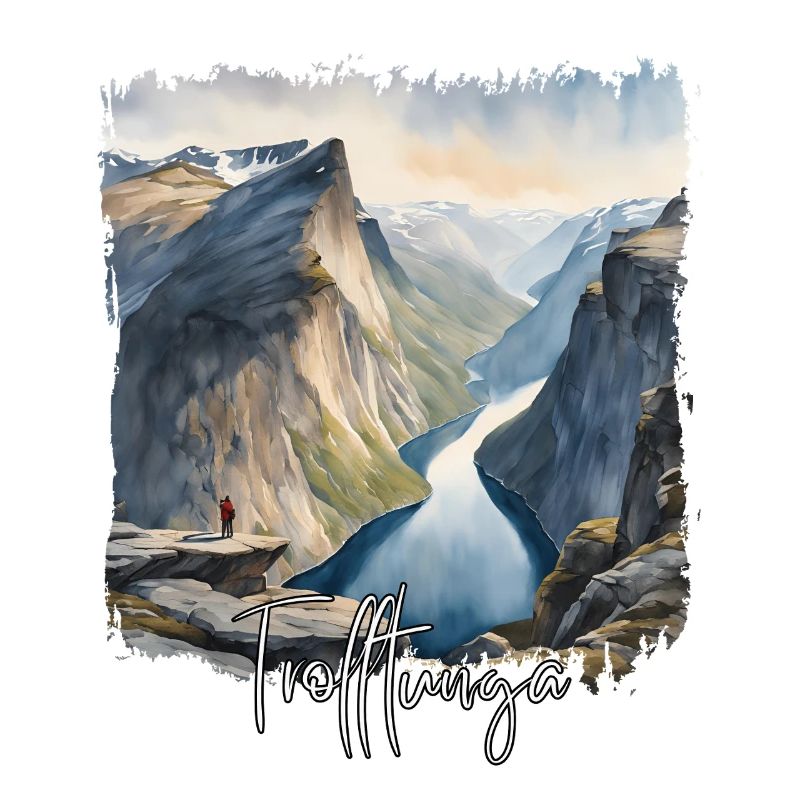 Aquarelle de Trolltunga, Trolltunga Norvège