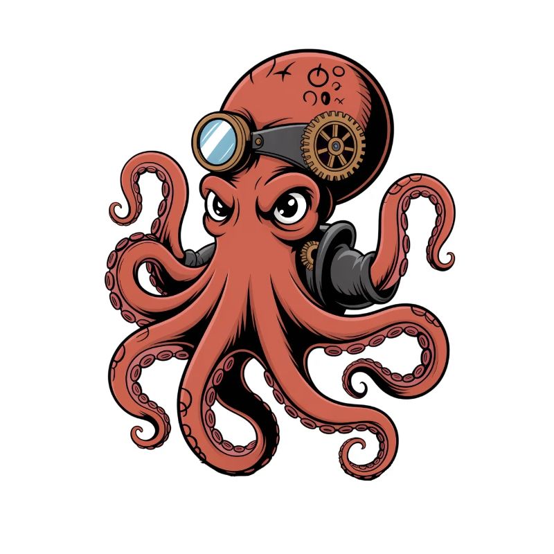 Octopus in steampunk style with monocle