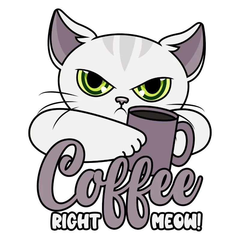 Coffee Right Meow - Chat avec tasse à café - Café