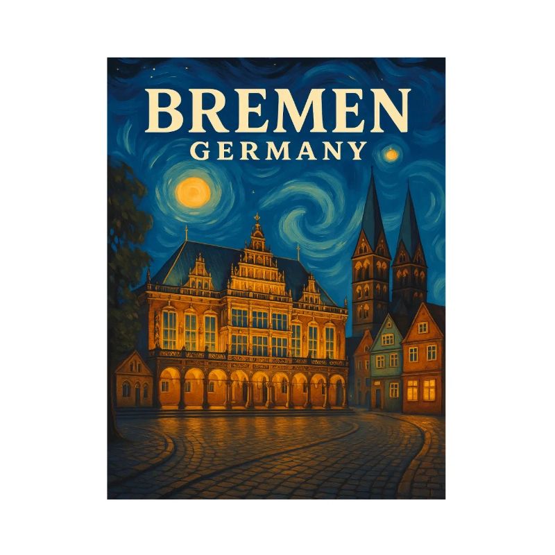Bremen Night Light Skyline