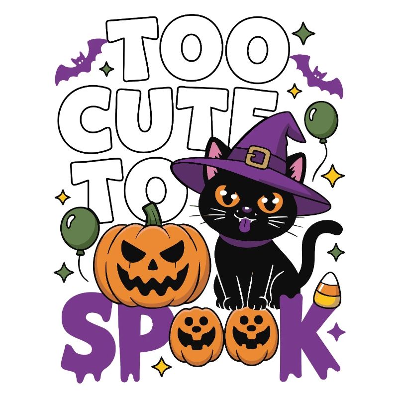 Trop mignon pour être effrayé - Chat sorcière mignon