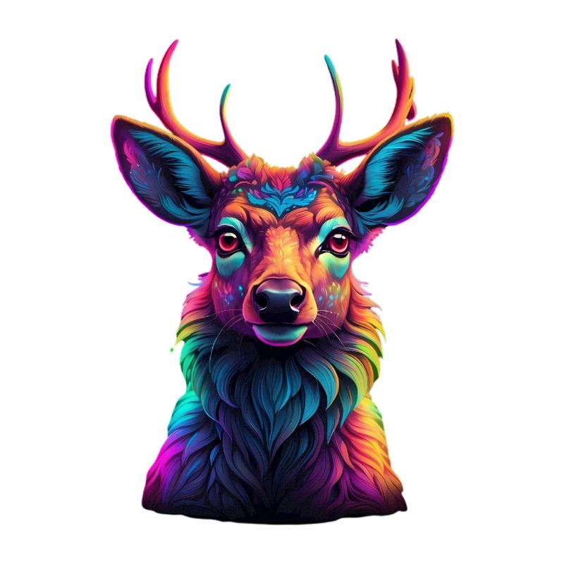 Neon Deer Head Portrait