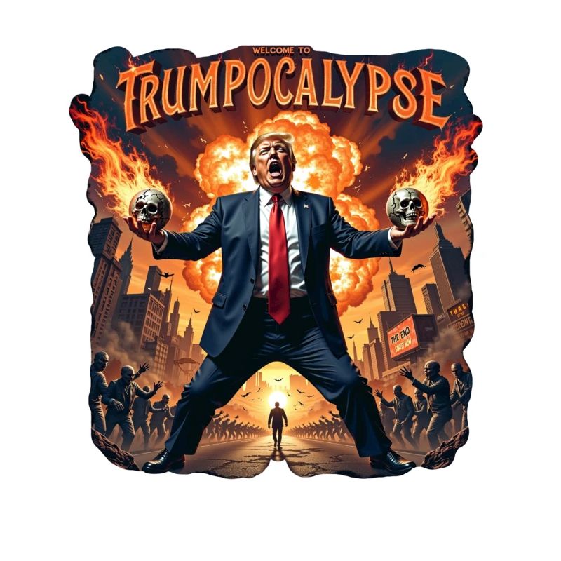 Apocalyptic leader in the firelight