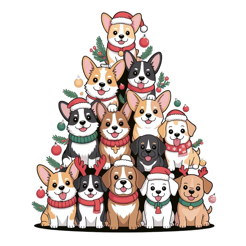 Pyramide de chien de Noël – Drôle de look de Noël