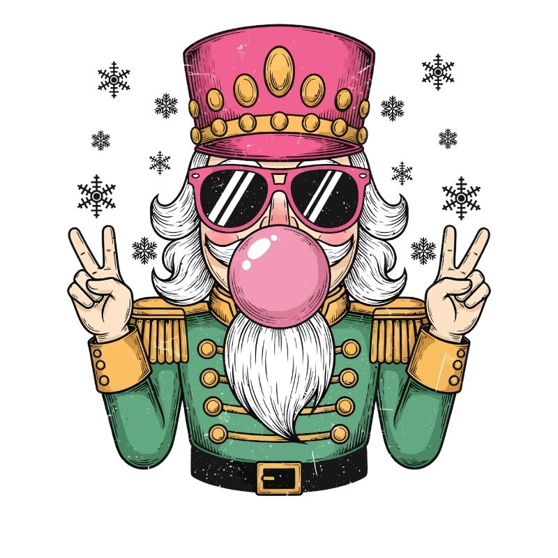 Nutcracker blows chewing gum