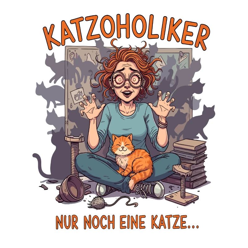Katzoholiker Nur noch eine Katze - Lustiger Spruch