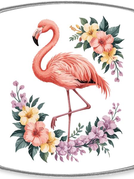 Tropical flamingo with flowers