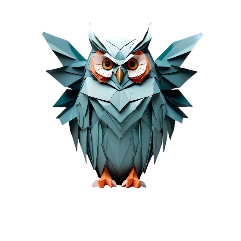 Blue Low-Poly Owl Design