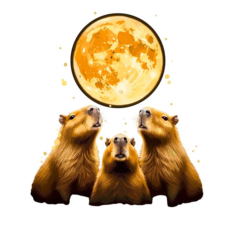 Trio de clair de lune capybara capybara