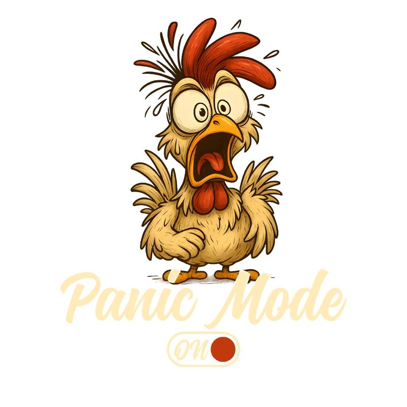 Panic Mode Rooster Cartoon