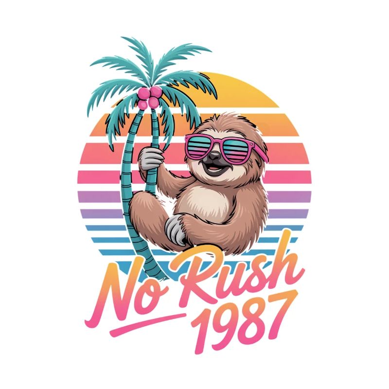 No Rush 1987 Sloth Retro Sunset