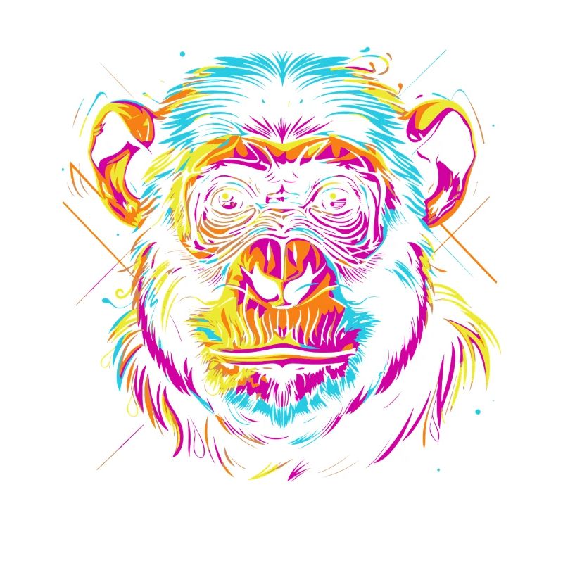 Neon Affenkopf im Pop-Art Stil
