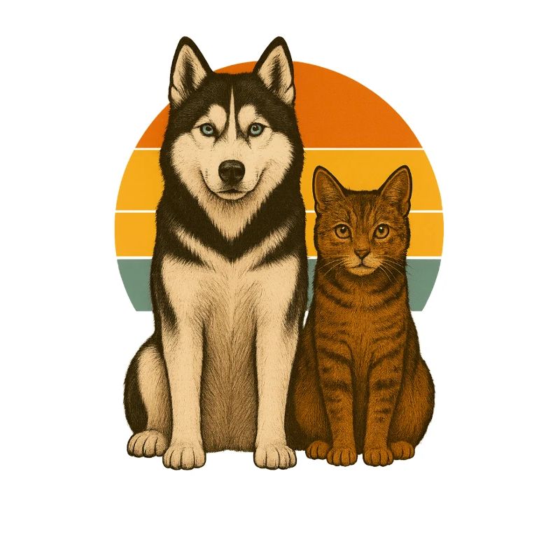Husky et chat