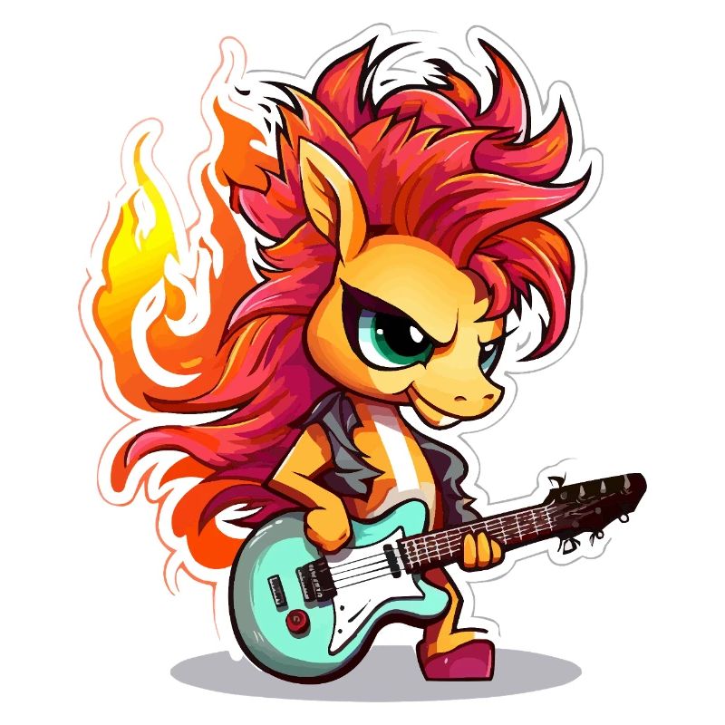 Flame skirt bangs with guitar