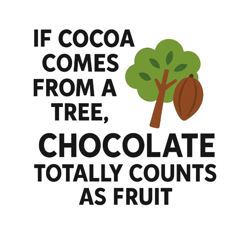 Chocolate counts as fruit – funny cocoa saying