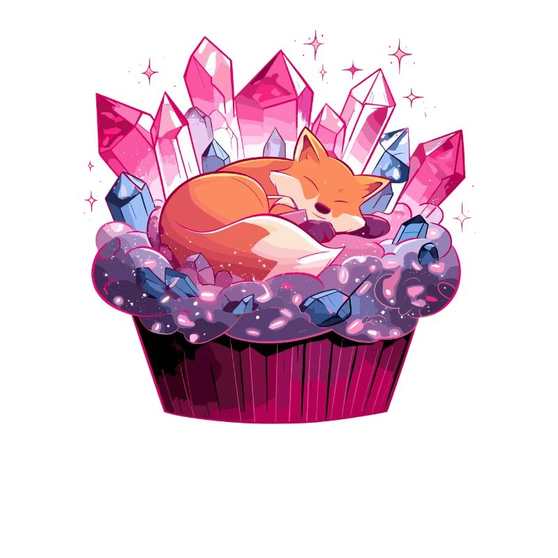 Cuddly fox in crystal cupcake