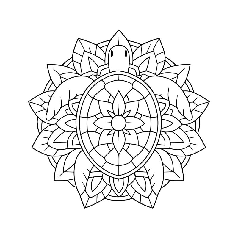Turtle mandala with calm ornamentation
