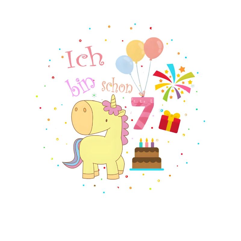 7. Geburtstag Einhorn – Ich bin schon 7 Mädchen