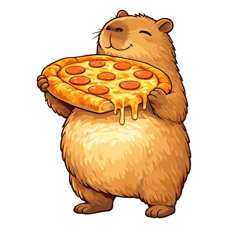 Capybara avec motif d’animal drôle de pizza