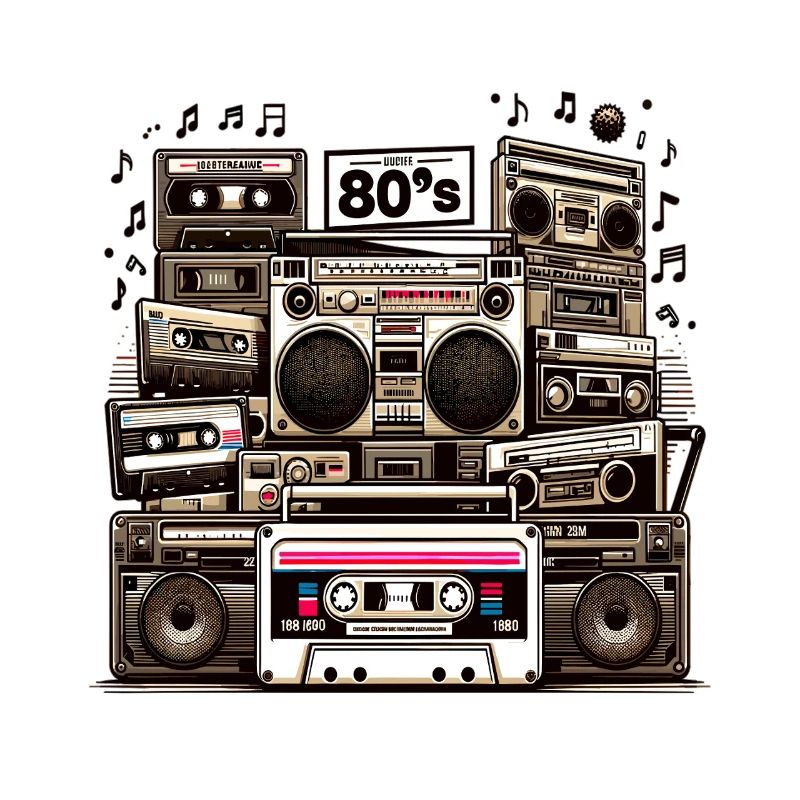 Cassette Era Boombox Collage