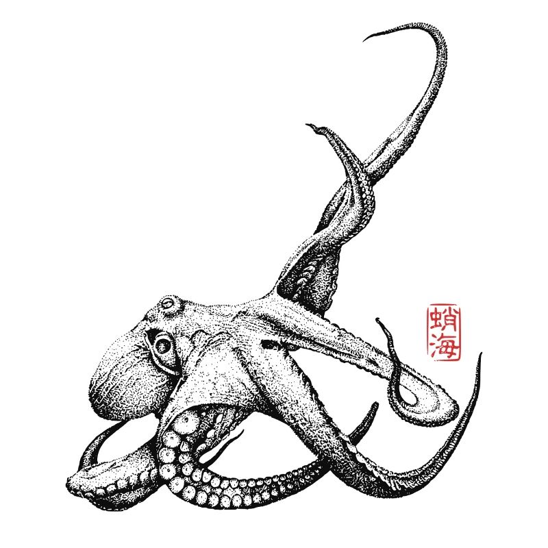 Octopus with Kanji Stamp