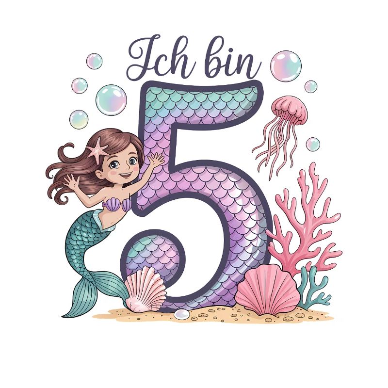 Ich Bin 5 Meerjungfrauen Mädchen 5. Geburtstag
