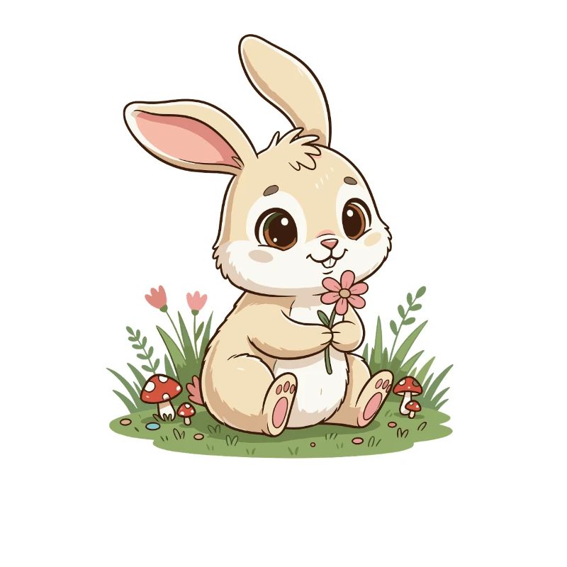 Lapin câlin avec une fleur
