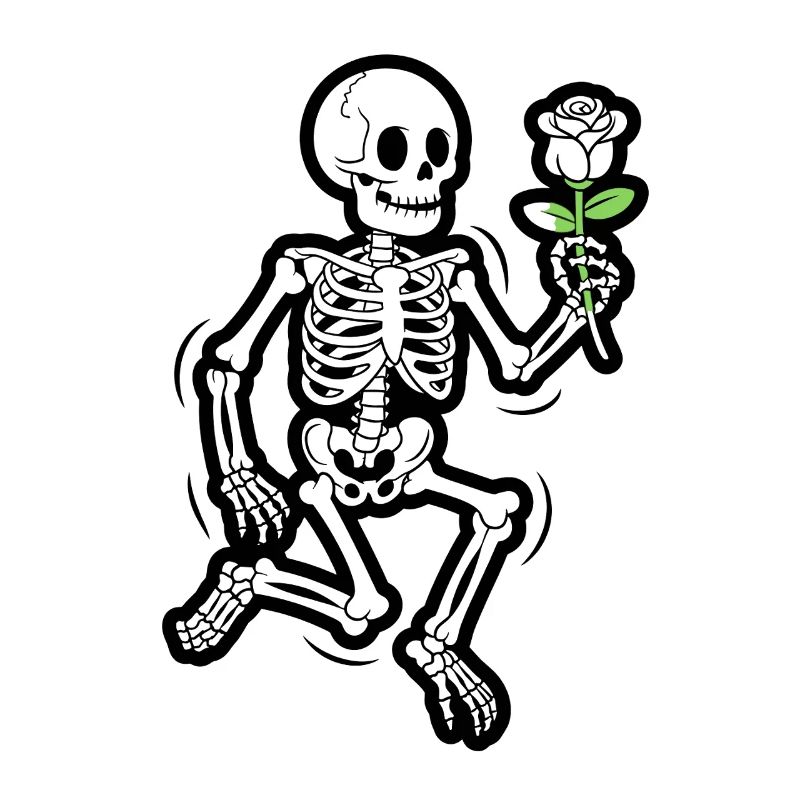 Dancing Skeleton with Rose Funny Halloween