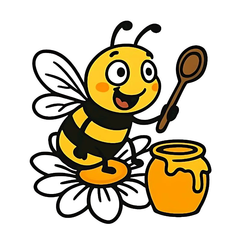 Bee Makes Honey on a Flower