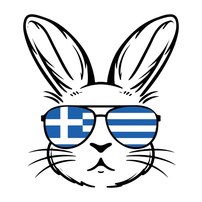 Drapeau grec de Pâques Lapin de Pâques