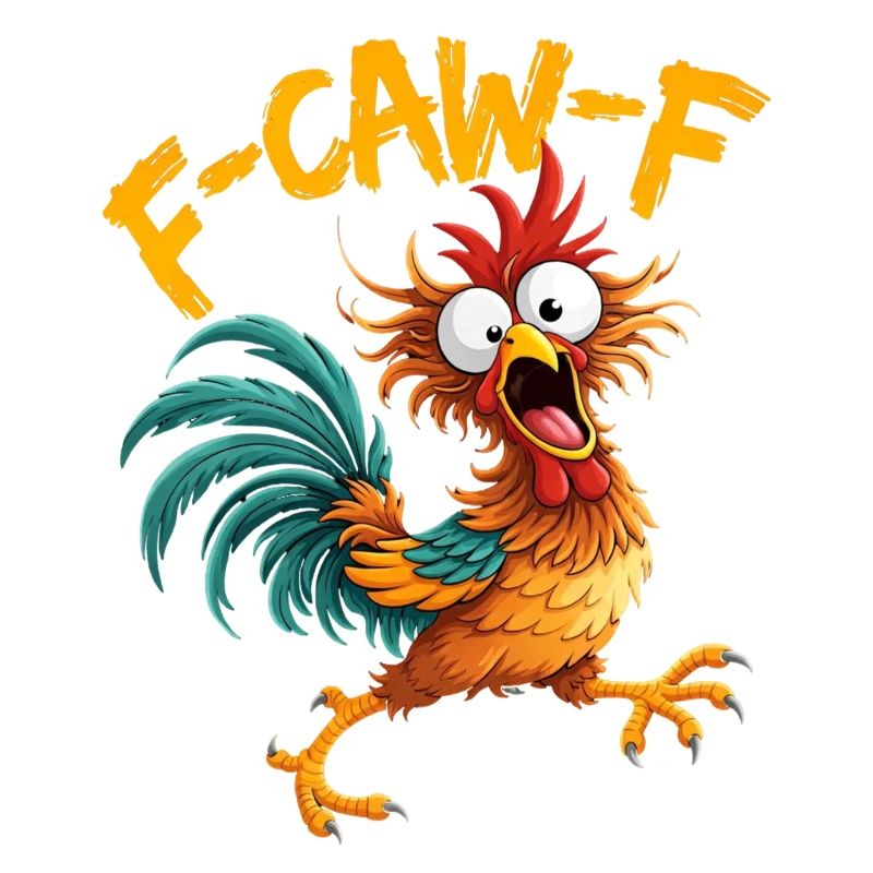 F-Caw-F Graphique drôle de mème de coq de poulet