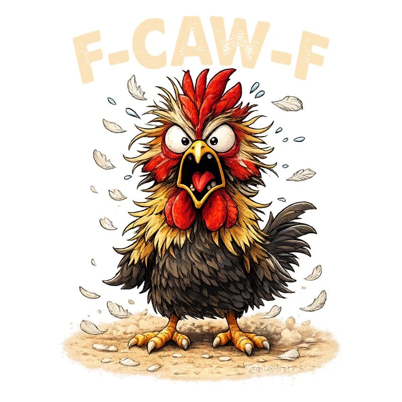 F-Caw-F Graphique drôle de mème de coq de poulet
