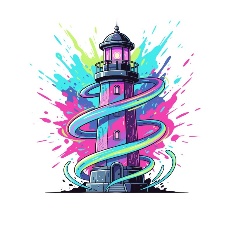 Neon Swirl Lighthouse