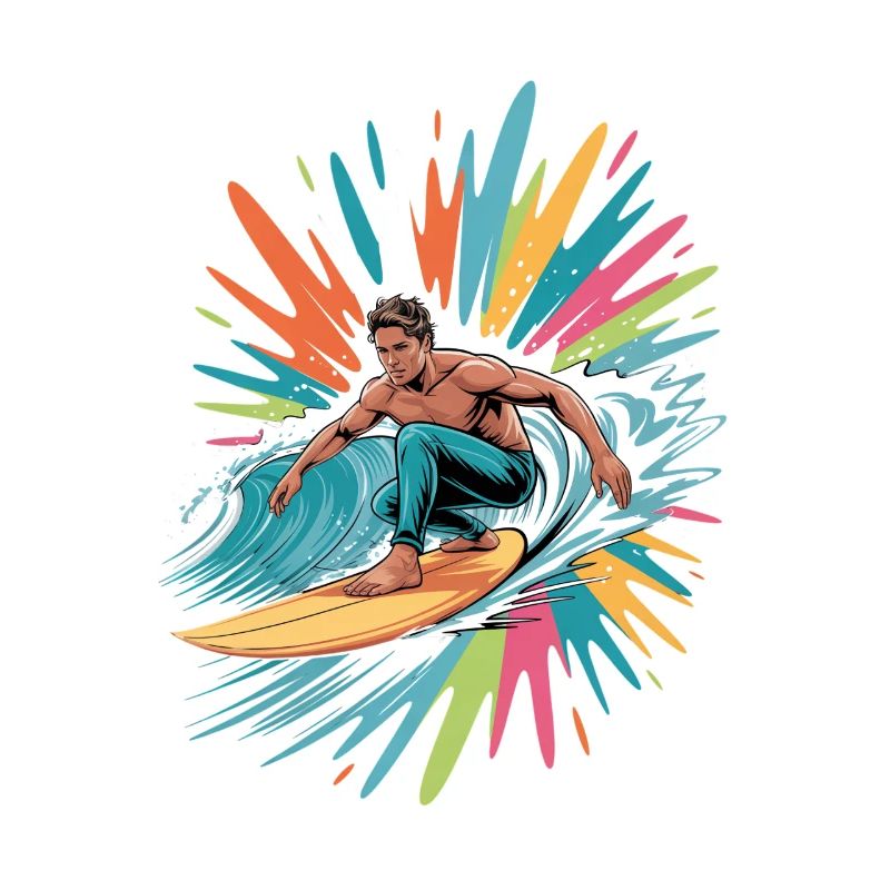 Bunter Surfer Wasserfarben Spritzer Graffiti