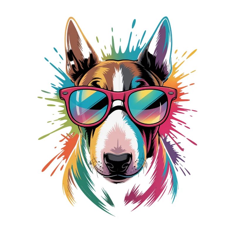 Bunter Bullterrier Wasserfarben Spritzer Graffiti