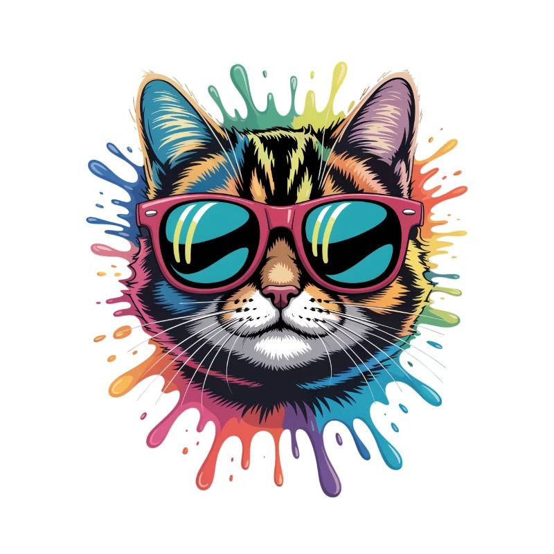 Bunte Katze Wasserfarben Spritzer Graffiti