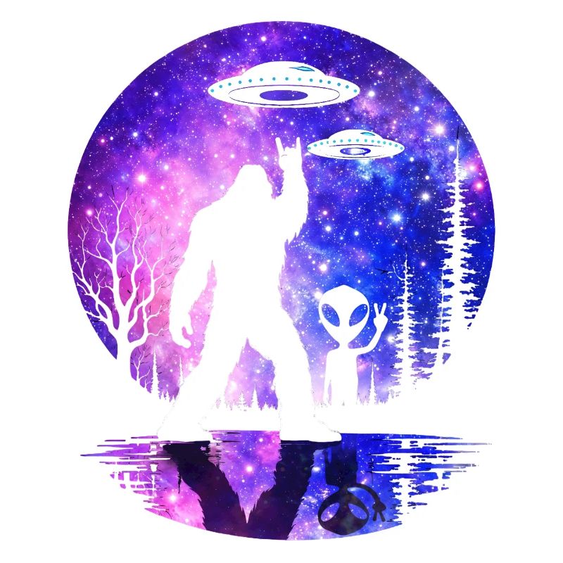 Bigfoot Alien Rock On Shield Sasquatch Yeti Moon