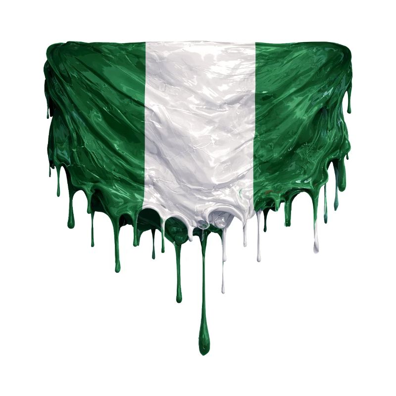 Drapeau nigérian dans une peinture colorée