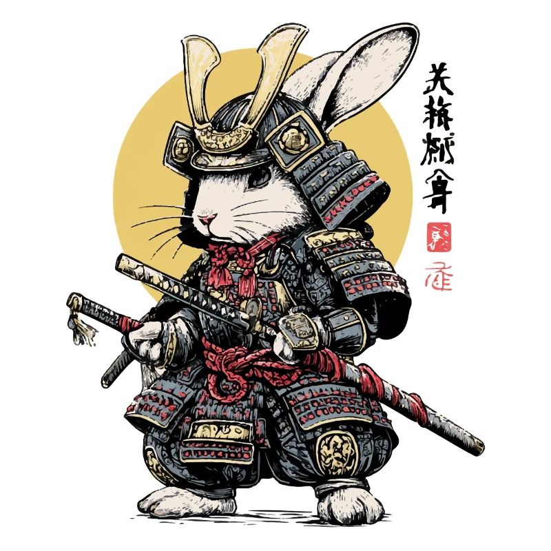Rabbit Samurai in Armor with Katana