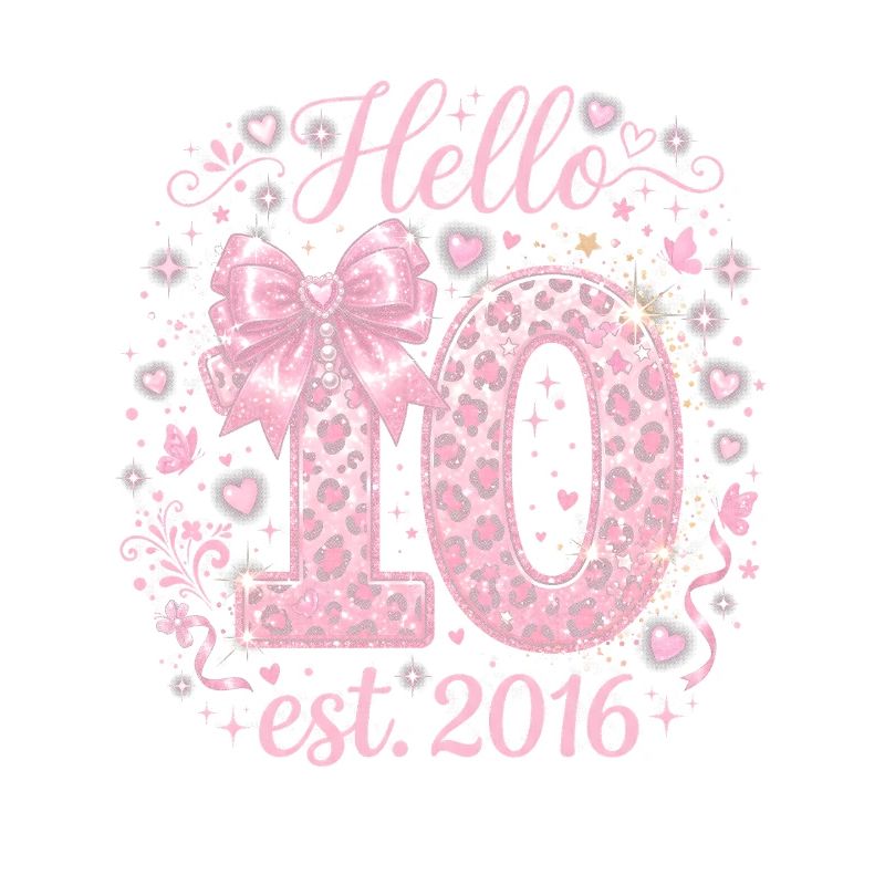Hello 10. Geburtstag Leopard Pink