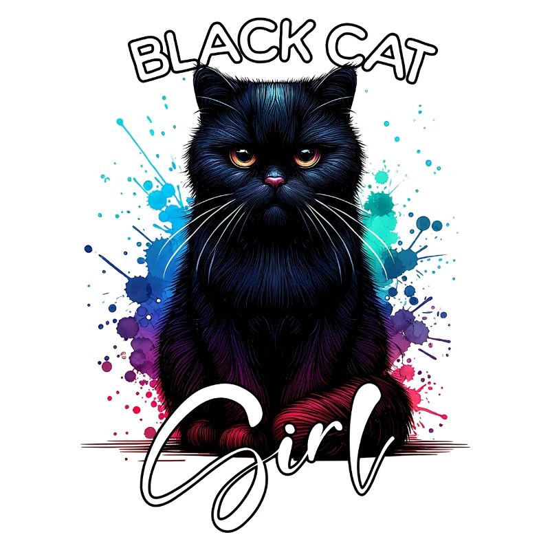 Grumpy Black Cat Mädchen Schwarze Katze