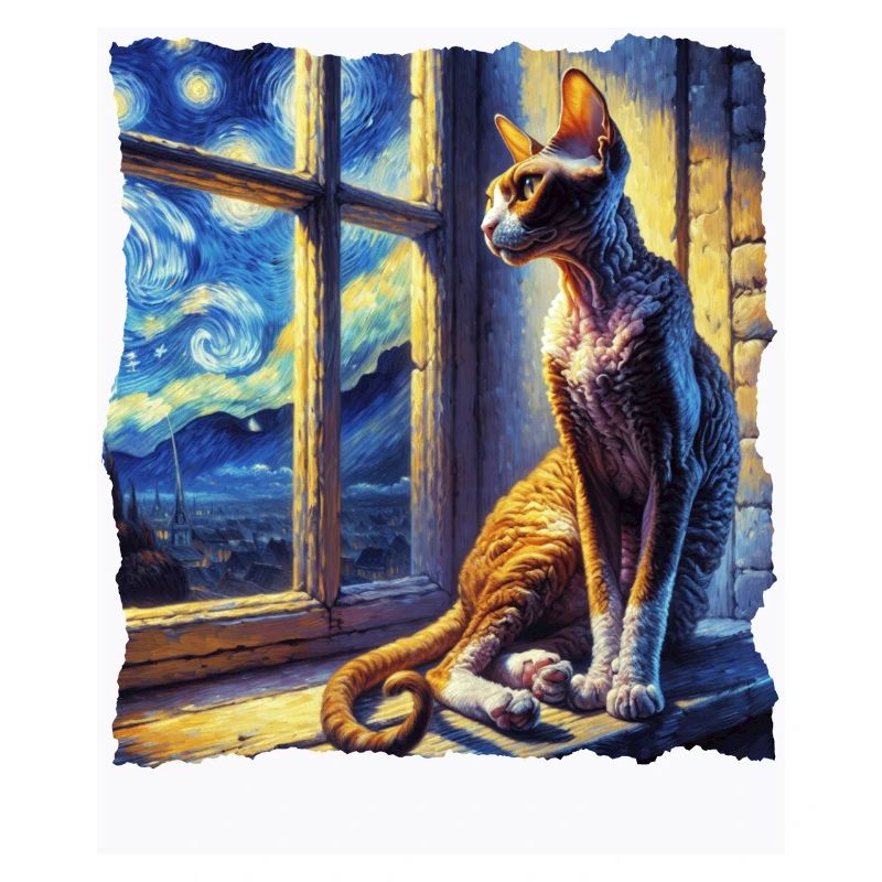 Cornish Rex Cat Starry Night