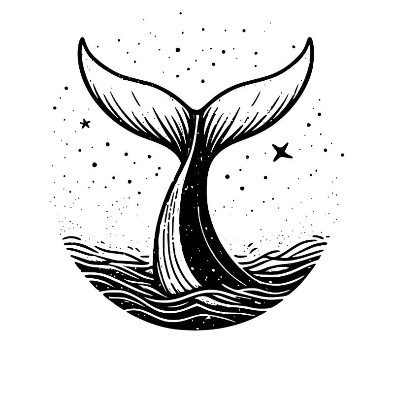 Whale Silhouette Minimal Ocean Design