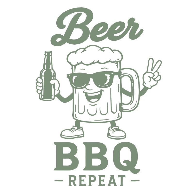 BEER BBQ REPEAT Grillen Bier Grafik